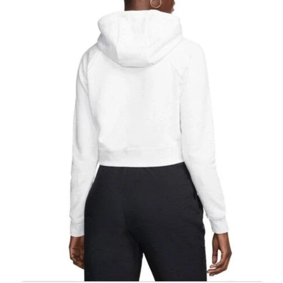 Nike Sportswear Essential Cropped Hoodie Birch Heather/black XL - Picture 2 of 4